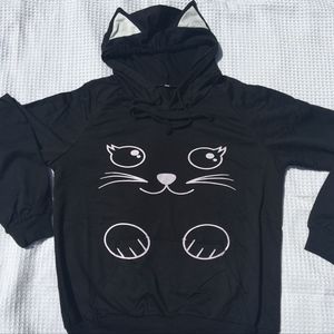 Lightweight Cat Print Hoodie Size XL